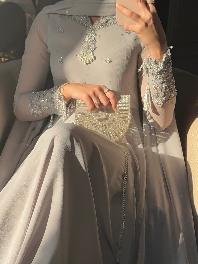 Luxury Hand-Embroidered Chiffon Maxi Set